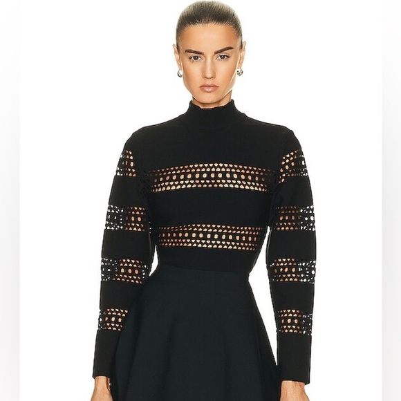 ALAÏA Vienne Wool-Blend Sweater in Black US 4 FR 36 NWT 2460$ - Picture 6 of 12